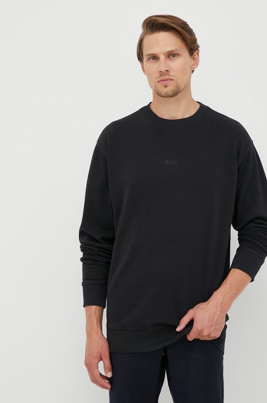 BOSS hanorac de bumbac CASUAL negru 50472271