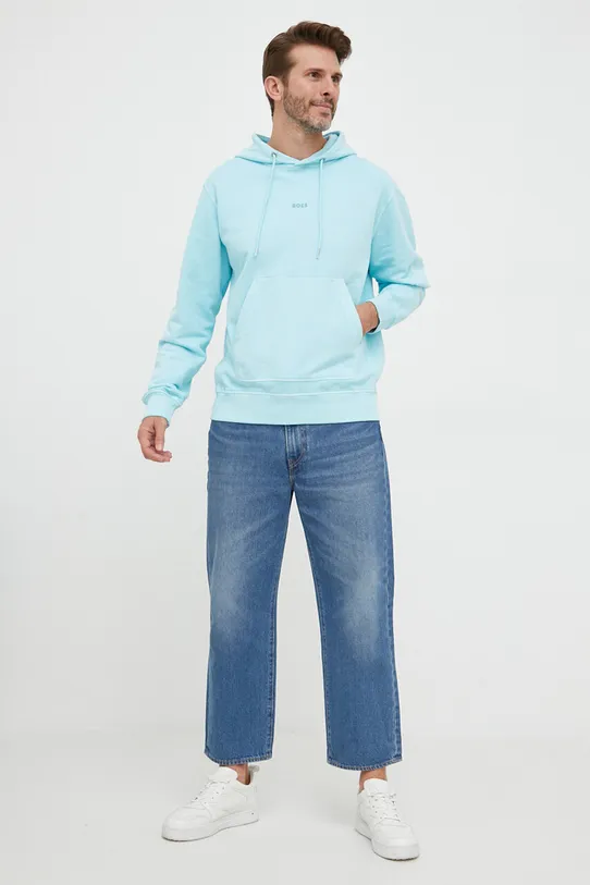 BOSS bluza bawełniana BOSS ORANGE 50472411 niebieski SS23