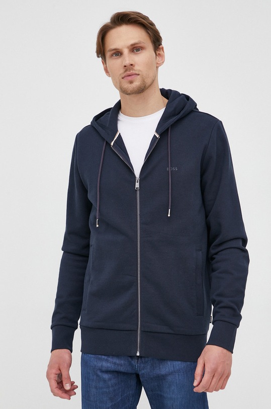 BOSS bluza bawełniana bawełna granatowy 50471960
