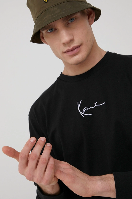 Хлопковый лонгслив Karl Kani чёрный KKMQ22002BLK