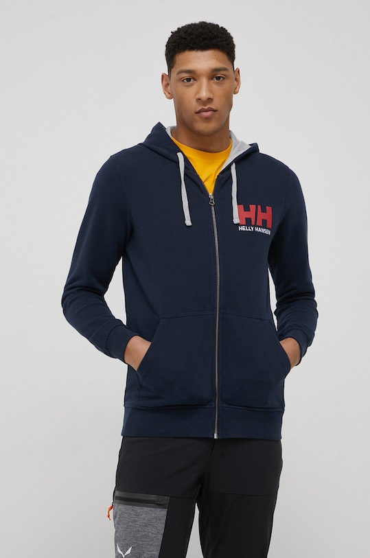 Βαμβακερή μπλούζα Helly Hansen στάμπα σκούρο μπλε 34163