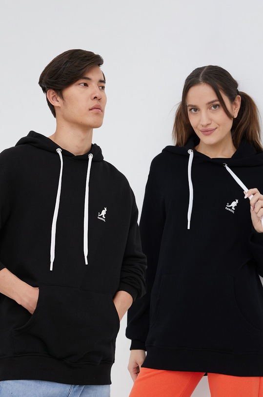 Bavlněná mikina Kangol s kapucí černá KLEU002