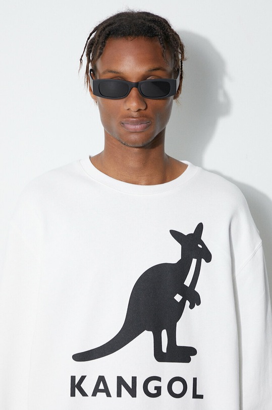 Bavlněná mikina Kangol bez kapuce bílá KLEU003