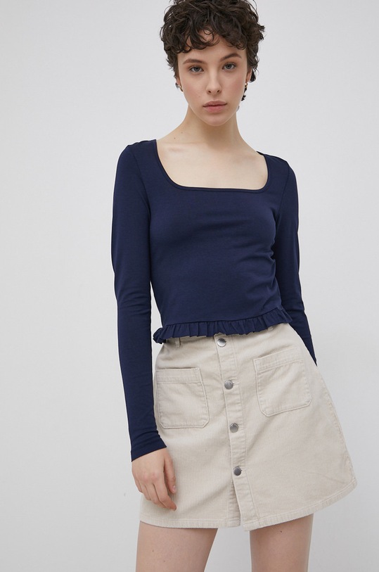 Majica dugih rukava Vero Moda bez uzorka mornarsko plava 10268075.MaritimeBl