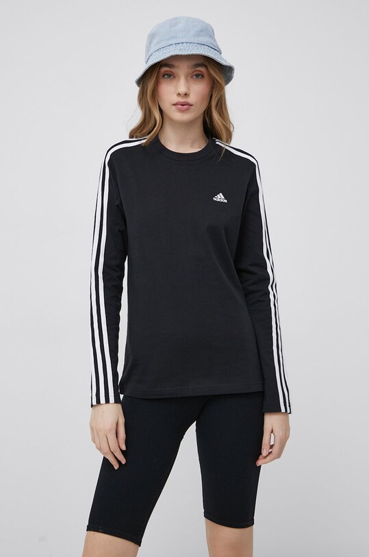 Хлопковый лонгслив adidas HF7261 чёрный