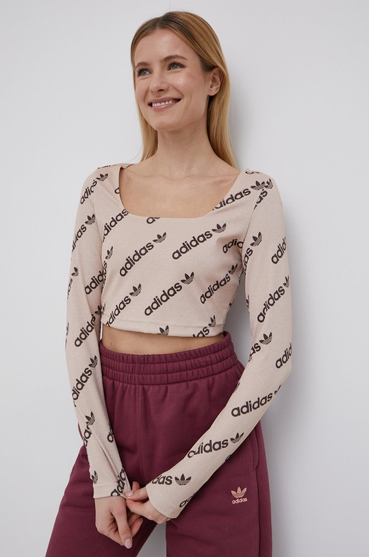 adidas Originals longsleeve HM4893 cu modele bej HM4893