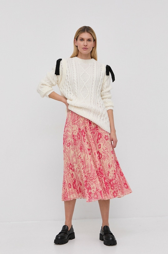 Red Valentino - Pulover din amestec de lana groase bej XR3KC12F6CH