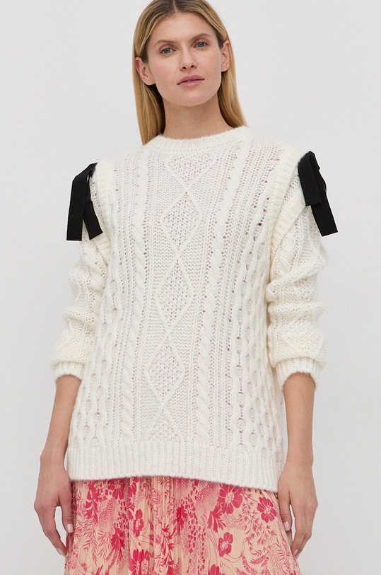 Red Valentino - Pulover din amestec de lana XR3KC12F6CH bej SS22
