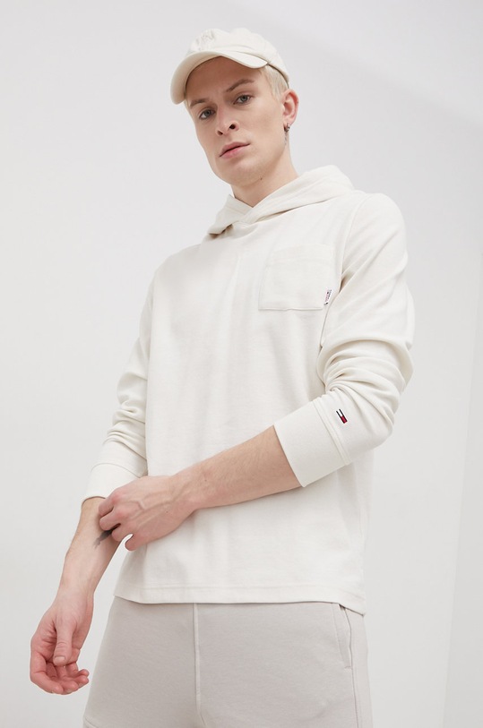Pamučna dukserica Tommy Jeans pamuk bež DM0DM12465.PPYY