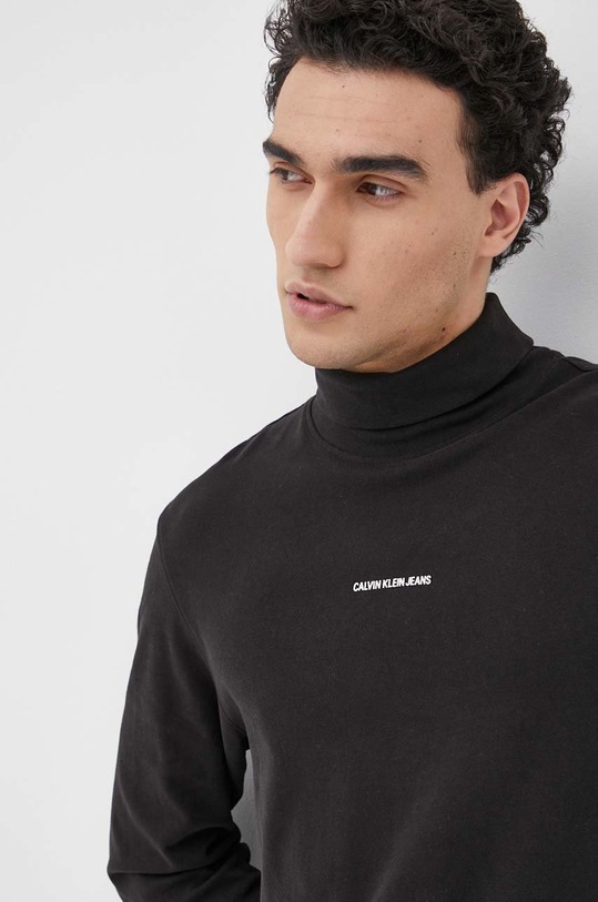 Pamučna majica dugih rukava Calvin Klein Jeans pamuk crna J30J319900.PPYY