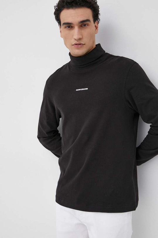 Pamučna majica dugih rukava Calvin Klein Jeans crna J30J319900.PPYY
