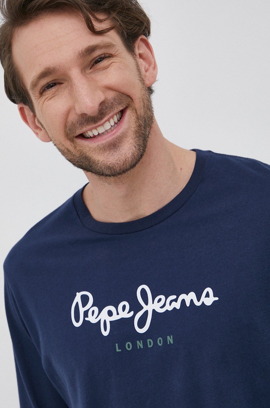 Pepe Jeans Longsleeve bawełniany EGGO LONG N granatowy PM508209.595