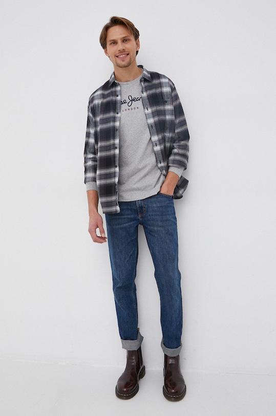 Pepe Jeans Longsleeve din bumbac Eggo PM508209.933 gri SS22