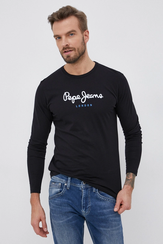 Хлопковый лонгслив Pepe Jeans Eggo Long N гладкий чёрный PM508209.999