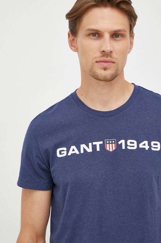Bavlněné tričko Gant potisk námořnická modř 902219108