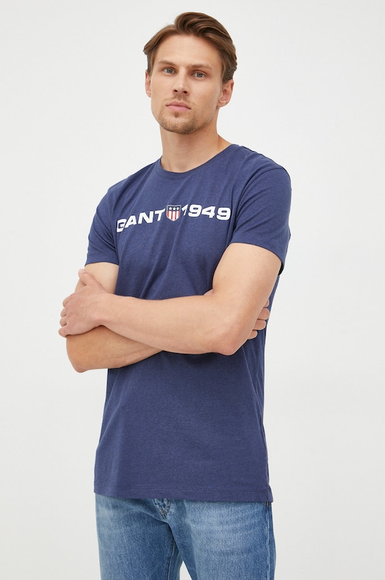 Bavlněné tričko Gant námořnická modř 902219108