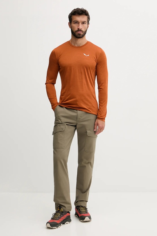 Salewa longsleeve sportowy Puez Melange 00.0000027453 pomarańczowy AW25