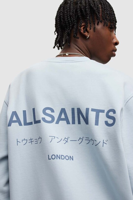 AllSaints longsleeve bawełniany MG049W niebieski SS24