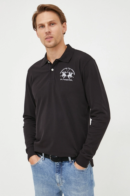 La Martina longsleeve regular czarny CCMP03