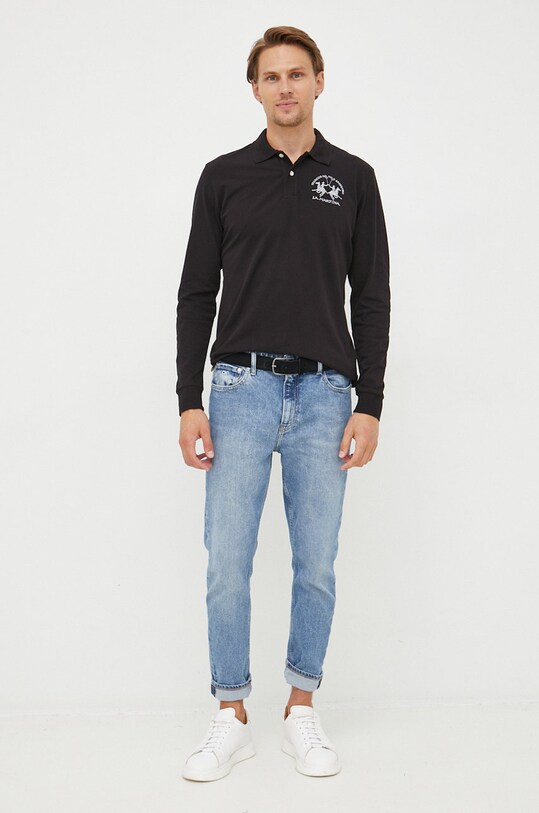 La Martina longsleeve CCMP03 czarny SS22