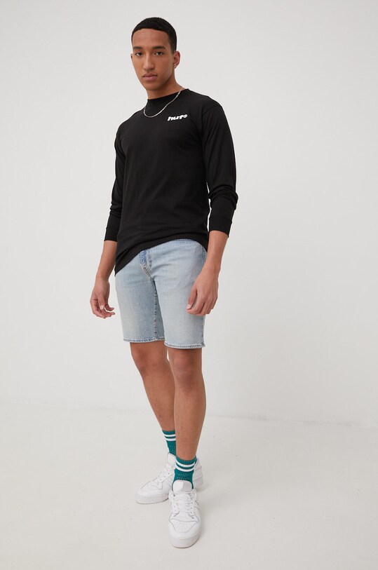 HUF longsleeve bawełniany ts01643 czarny SS22