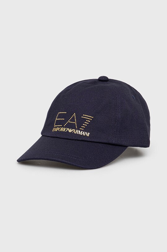 Бавовняна кепка EA7 Emporio Armani аплікація темно-синій 285559.2R104