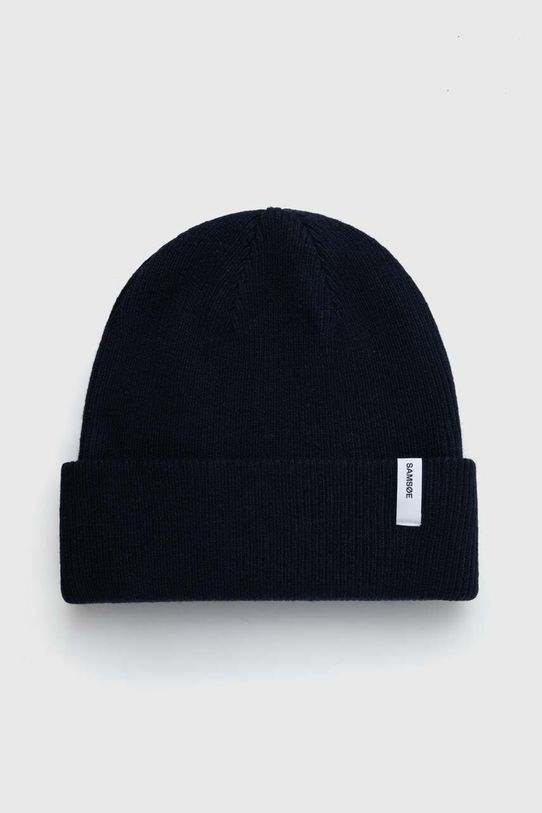 Шерстяная шапка Samsoe Samsoe шерсть тёмно-синий M13407218