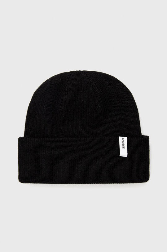 Samsoe Samsoe wool beanie all-over print black M13407218