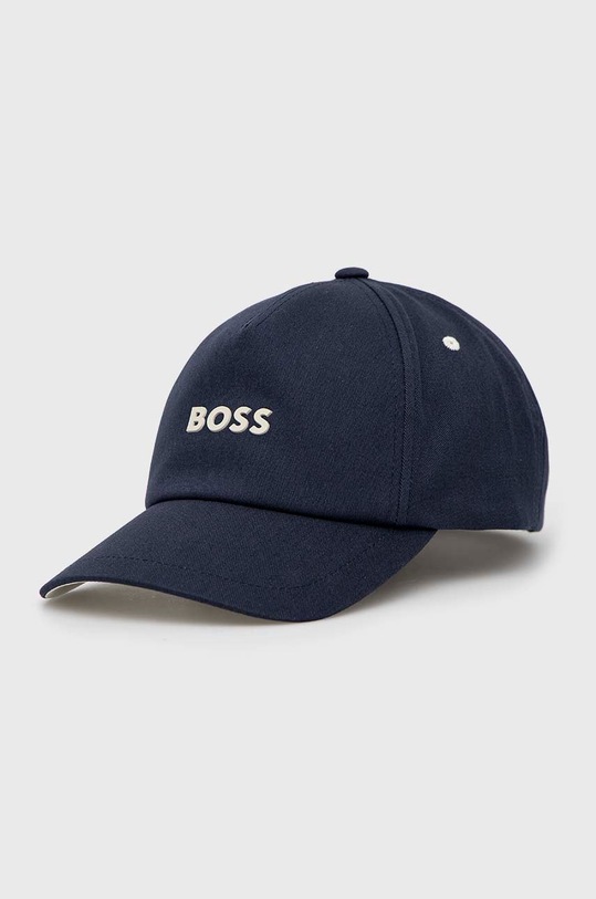BOSS Orange czapka z daszkiem bawełniana aplikacja granatowy 50468094