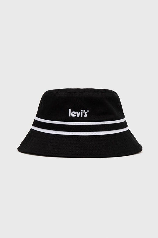 Bavlněný klobouk Levi's nášivka černá D6627.0002