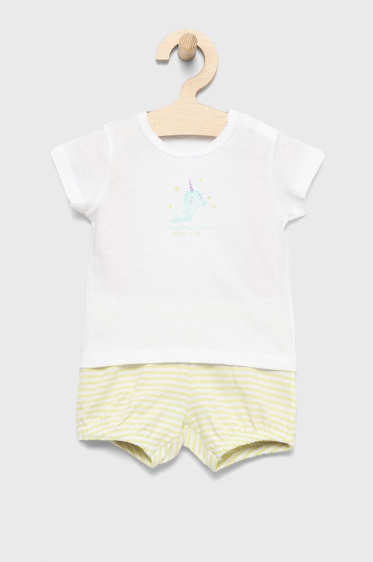 Dětská bavlněná souprava United Colors of Benetton potisk zelená 3E5LA100H.W