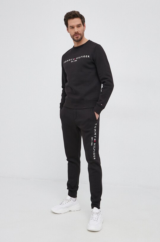 Tommy Hilfiger melegítő szett aplikációval fekete MW0MW24845.PPYY