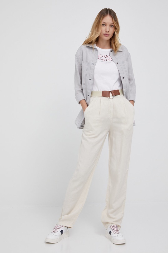 Oblečenie Ľanová košeľa Emporio Armani 3L2CA1.2NF8Z sivá