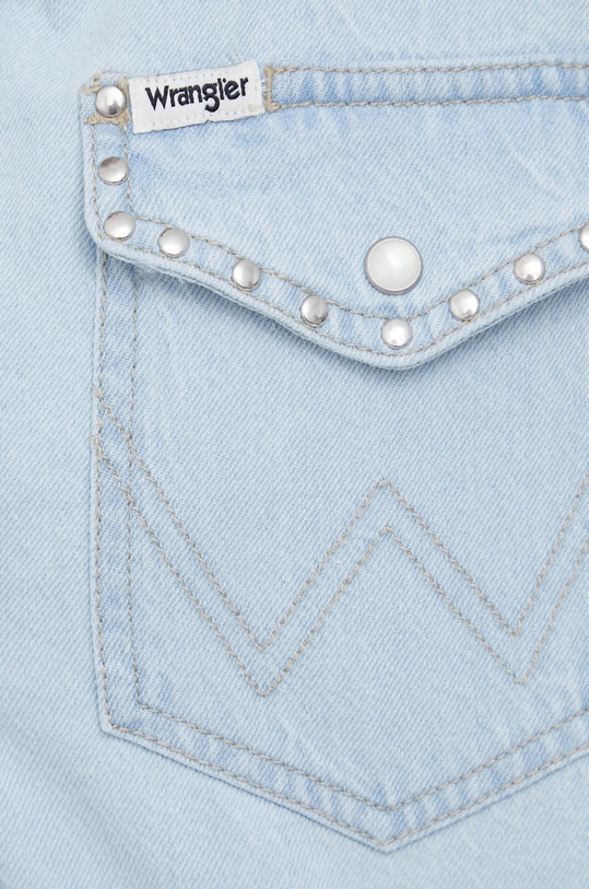 Wrangler koszula bawełniana W5S91D425 niebieski SS22
