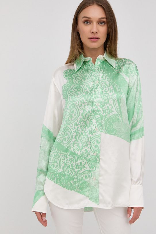 Košeľa Victoria Beckham relaxed zelená 1222WSH003526D