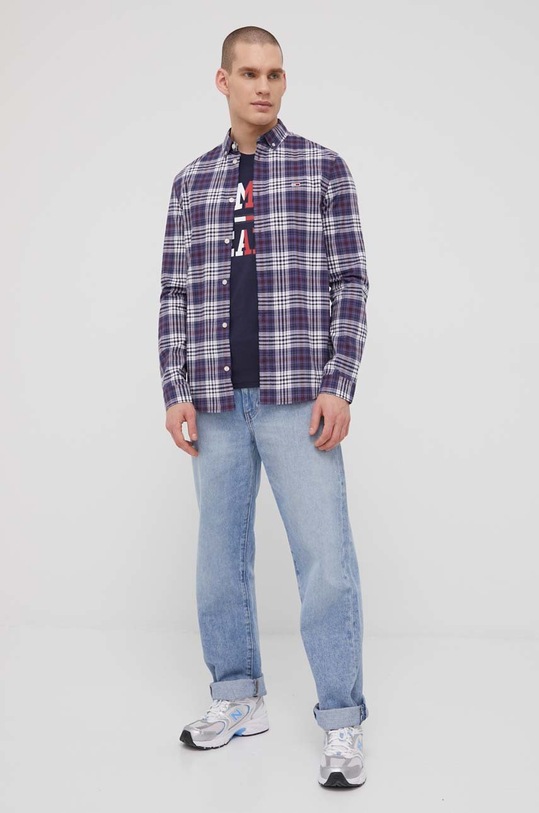 Košulja Tommy Jeans casual mornarsko plava DM0DM12339.PPYY