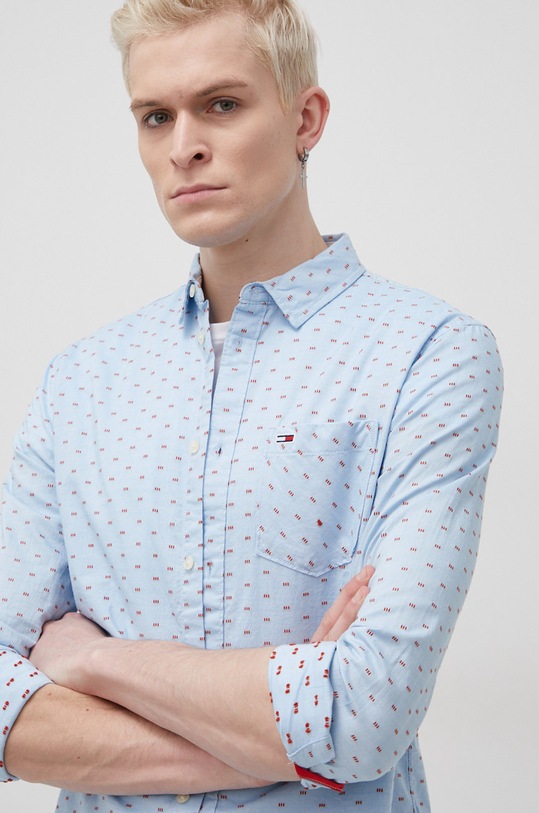 Pamučna košulja Tommy Jeans regular plava DM0DM12336.PPYY