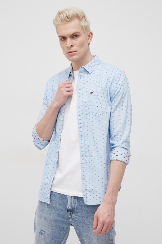 Pamučna košulja Tommy Jeans DM0DM12336.PPYY plava