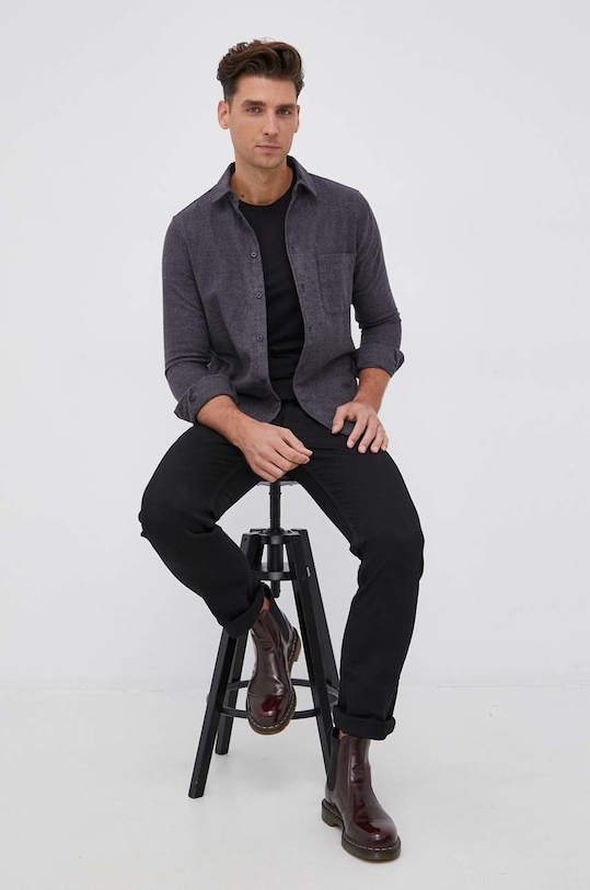Samsoe Samsoe Koszula bawełniana Liam bawełna szary M20400058