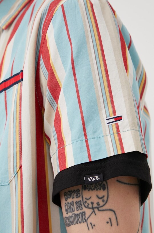 Bavlnená košeľa Tommy Jeans DM0DM13040.PPYY tyrkysová SS22