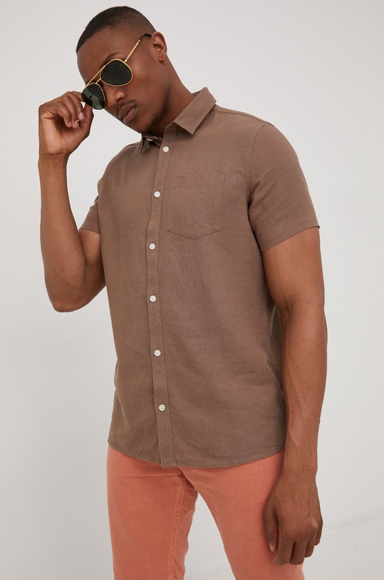 Îmbrăcăminte Solid camasa de in 21106381.181015 maro