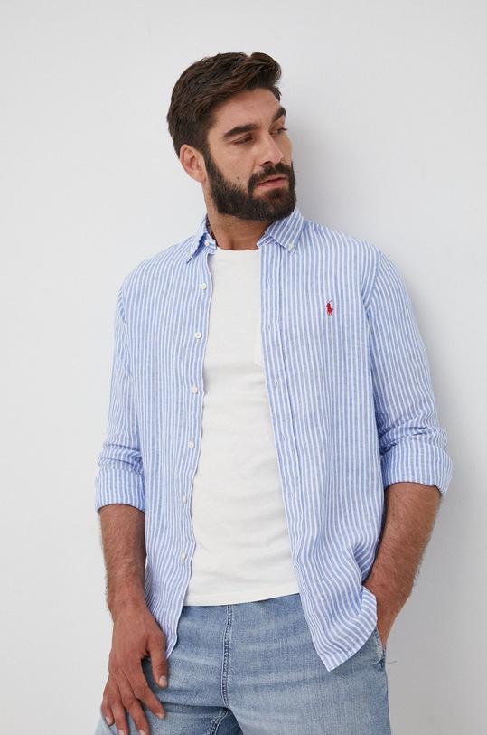 Plátěná košile Polo Ralph Lauren 710873446001 modrá