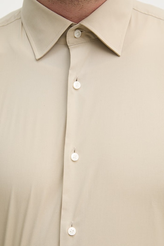 BOSS koszula męska bawełniana z elastanem H-HANK-kent-C1-214 50469345 beżowy