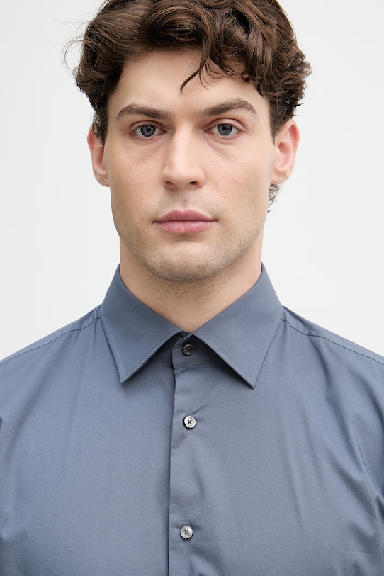 BOSS koszula męska bawełniana z elastanem H-HANK-kent-C1-214 niebieski 50469345