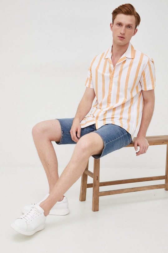 Selected Homme lenvászon ing 16079055.Apricot narancssárga SS22