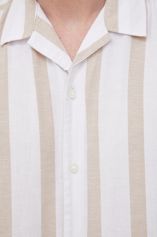 Selected Homme koszula z domieszką lnu 16079055.Incense1 beżowy