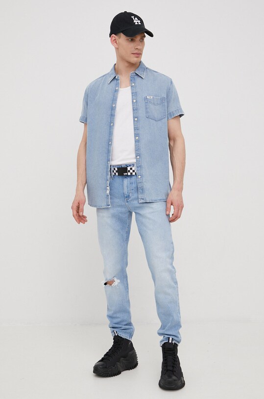 Odzież Wrangler koszula jeansowa W5J1LW31S niebieski