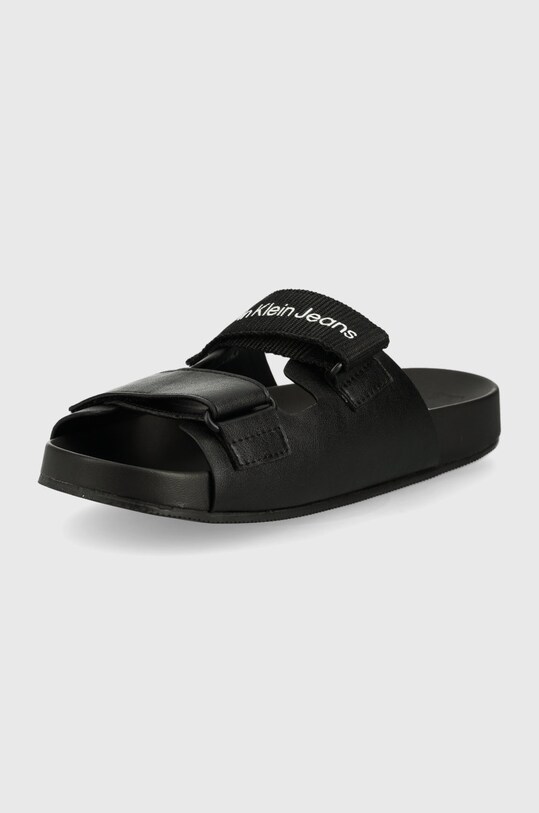 Cipők Calvin Klein Jeans bőr papucs YW0YW00597.BDS fekete