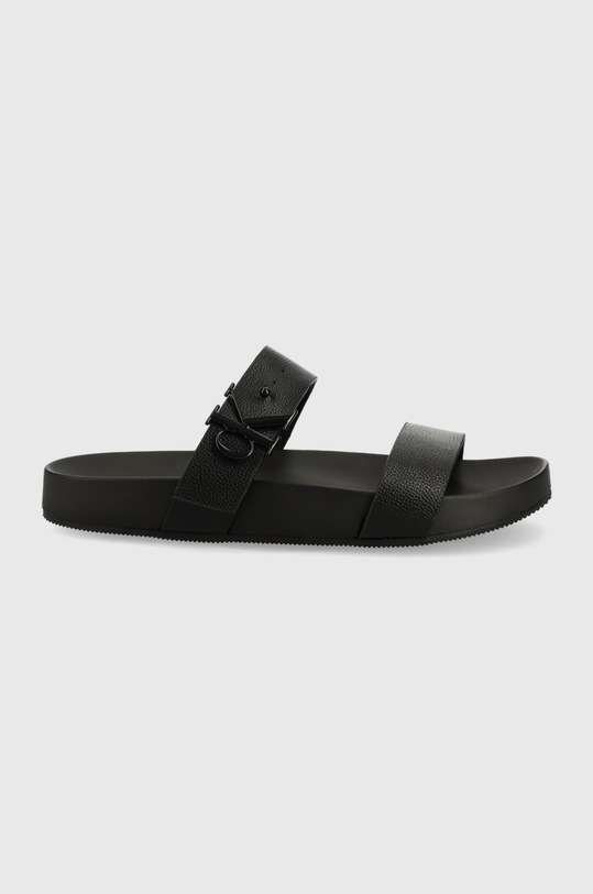 Kožne natikače Calvin Klein Jeans Planet friendly crna YW0YW00598.BDS