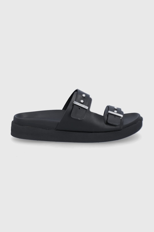 Calvin Klein klapki skórzane płaski czarny HW0HW01155.BAX